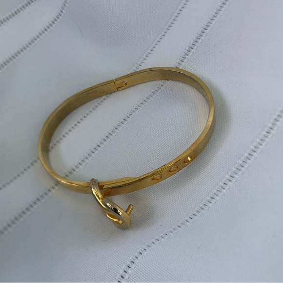 Vtg Goldtone Belt Buckle Bangle - Picture 6 of 11